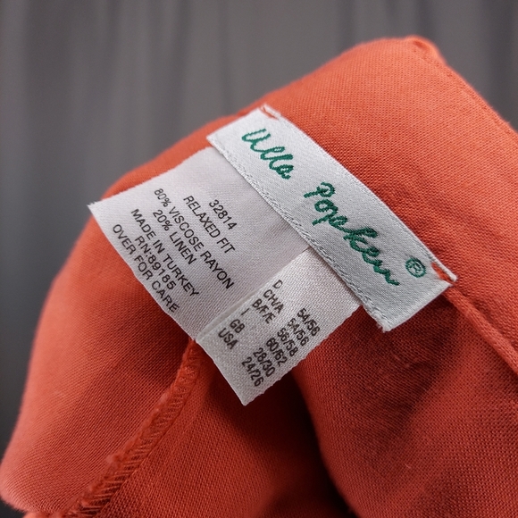 Ulla Polken Linen Blend Pants 24/26 Salmon Pink Relaxed Fit Straight Leg Pocket - Picture 9 of 10